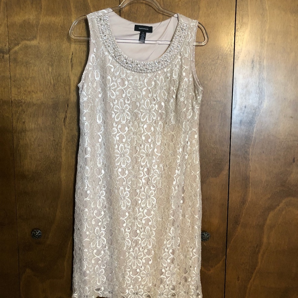 Champagne glitter lace short dress